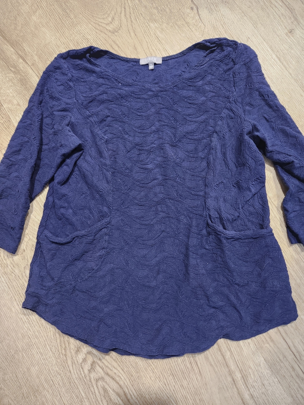 Habitat Navy Textured Scoop Neck Tunic with Front Pockets